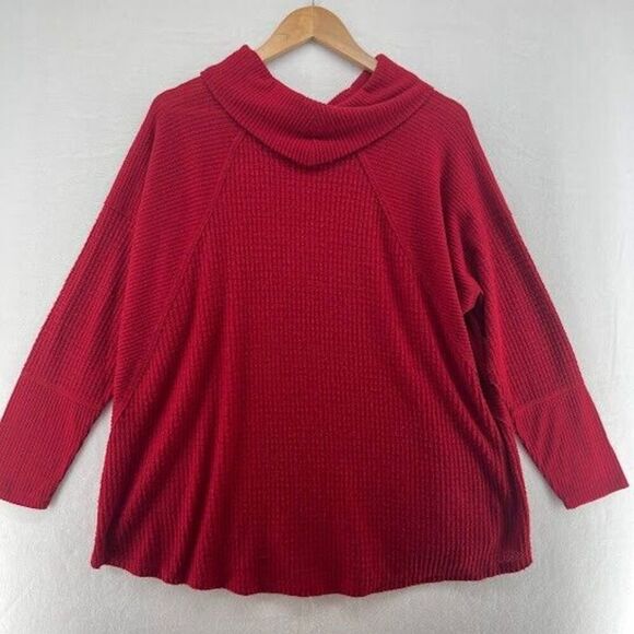 Maurice‎ Womens Plus Size 1X Red Lightweight Sweater Cowl Neck - Picture 4 of 4